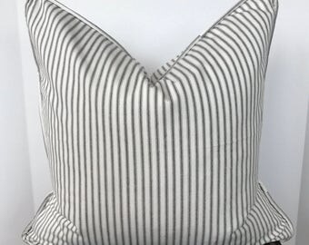 Black and White Ticking Stripe Pillow Cover