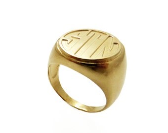 14k solid gold Monogram ring. Gold monogram ring. Unisex ring. Initial ring. Gift for him. Gold signet ring. Personalized ring. Men initial