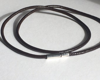 Dark Brown Leather Double Wrap Bracelet