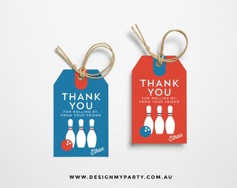 Bowling party tag | Etsy