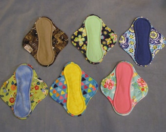 8" Momma cloth menstrual pads or incontinence pads - Flannel **Set of 6!**
