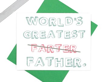 Funny Fathers Day, Worlds Best Farter, Card For Dad, Gag Card, Funny Card, Gag Gift, Dad Birthday Card, Fart Card, Farting Card, Best Dad
