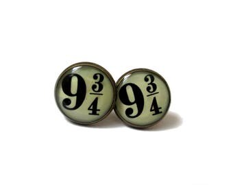 Harry Potter earrings, Platform 9 3/4 studs, HP, 9 3/4, Harry Potter Jewelry, Hogwarts Express, Harry Potter Party, HP jewelry, 9 3/4 Charm