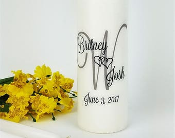 Unity Candle, Personalized Unity Candle Set, Monogrammed Wedding Candle Set, Pillar Candle and Taper Candles for Wedding
