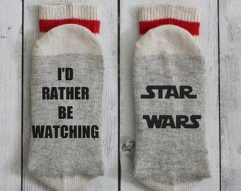 Star Wars, socks, Jedi, I'd rather be watching, R2D2, stormtrooper, Darth Vadorwool socks, men's socks, women's socks, the force awakens,