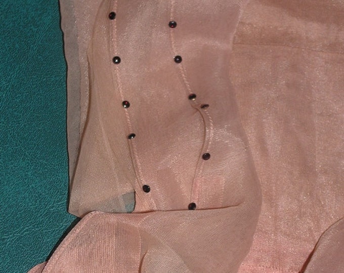 Vintage Fancy sheer 15 denier RED rhinestone seamed nylon stockings rockabilly 8 1/2