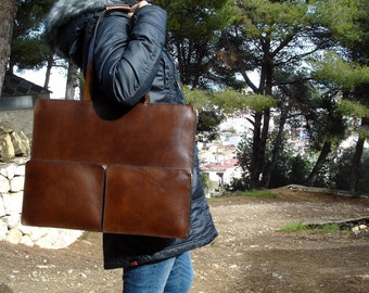LEATHER HANDMADE BAG / Briefcase / Leather Messenger Bag / Classic Briefcase / Leather Bag / Leather Handbag / Brown Bag.