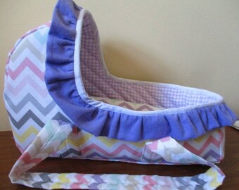 Doll Bed, Bassinet, Moses Basket, Carrier for Bitty Baby, Baby Alive. Cabbage Patch Stuffed Animal