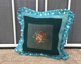 Vintage Handmade Needlepoint Pillow