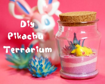 DIY Pokemon Terrarium Kit + Pokemon Art Print, Anime Decor, Pokemon Gifts, Anime Gifts, Pikachu Terrarium