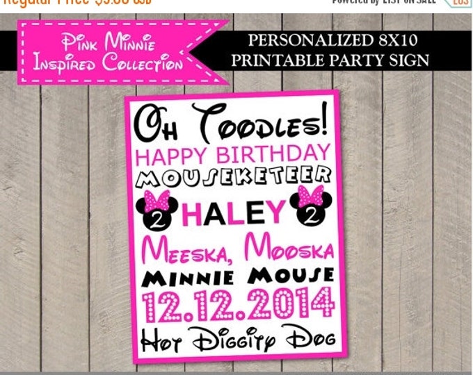 SALE PERSONALIZED Hot Pink Mouse Printable 8x10 Subway Art Party Sign / Includes Name, Age & Date / Hot Pink Mouse Collection / Item #1751