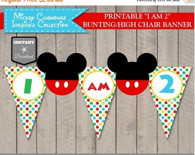 SALE INSTANT DOWNLOAD Mouse Clubhouse I am Two Printable Highchair Party Banner / Wall / Second 2nd Birthday / Clubhouse Collection / Item
