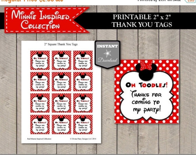 SALE INSTANT DOWNLOAD Red Girl Mouse Printable 2 Inch Thank You Tags / Red Girl Mouse Collection / Item #1931