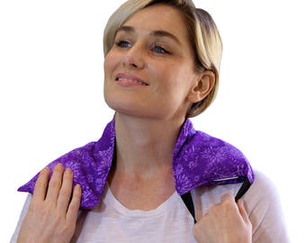 Heat Therapy Rice Bag. 3 Pockets. Rice Heating Pad. Heat Therapy. Neck Heating Pad. Shoulder Heating Pad. Microwave Heat Pack. Purple Flower