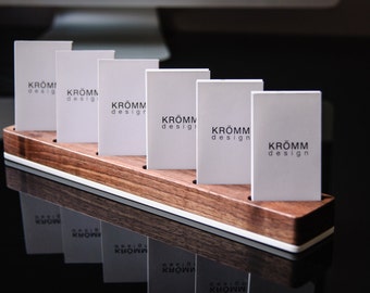 Multiple Vertical Business Card Display / Walnut and Acrylic Vertical Business Card Stand / Wood Vertical Card Holder