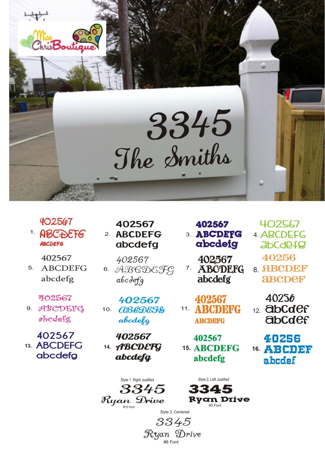 Mailbox Decal Custom Vinyl Mailbox Address Numbers with