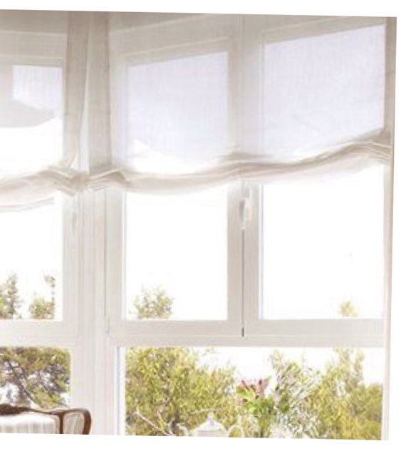 Items similar to White Linen Relaxed Style Roman Shades Custom Made to