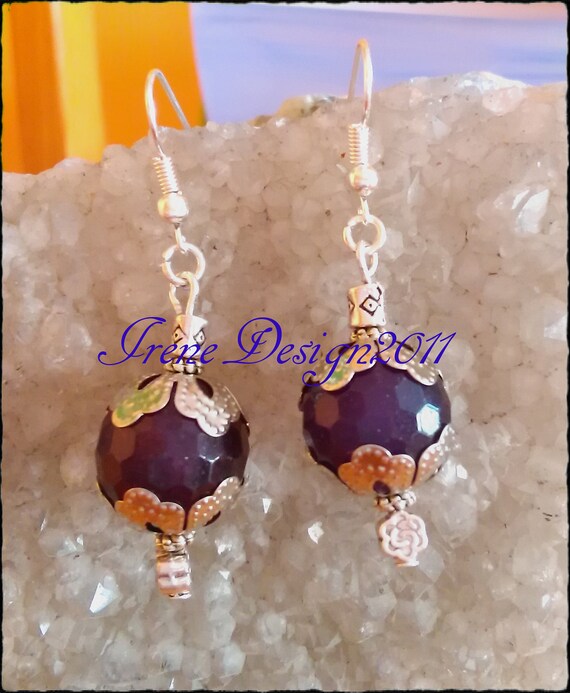 Facetted Amethyst & Rose Earrings by IreneDesign2011