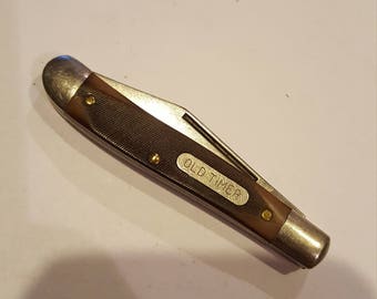 Vintage Schrade Old Timer 12 0T vintage 1980's pocket knife, single blade faux wood handle, jack knife, folding knife