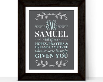 Custom adoption gift - adoption wall art for baby boy - mint and gray nursery - adoption sign - gift for adopted child