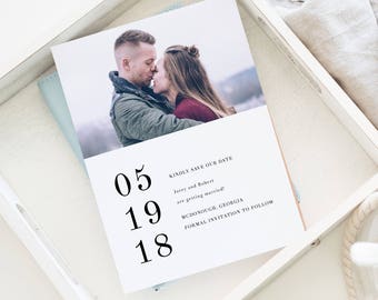 Printable Save The Date | Modern Minimal Save The Date | Photo Engagement Announcement | Photo Save The Date | SD-020