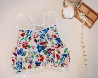 colorful floral bralette, bohochic razor back bralette, bridal bohemian soft bra