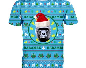 Harambe Christmas t-shirt- meme t-shirt, Harambe t-shirt,