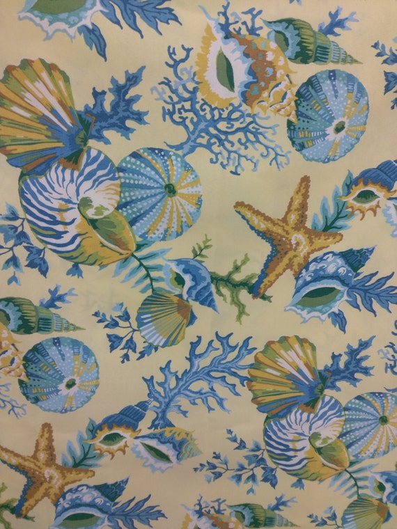 Modern Upholstery Sea Shell fabric by the yard/Seascape Design ...