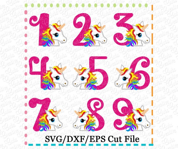 Download Rainbow Unicorn Birthday Numbers SVG Cutting File unicorn