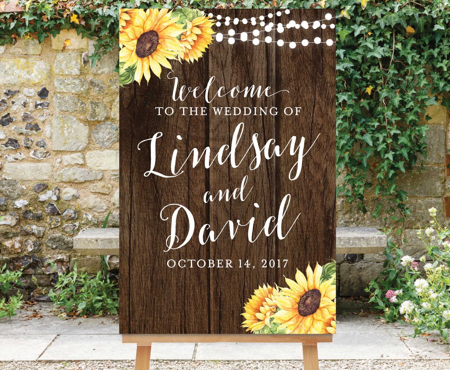 Wedding Welcome Sunflower Sign Rustic by SimplyFetchingPaper