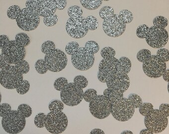 Silver mickey mouse confetti - glitter silver mickey mouse confetti - silver minnie mouse confetti - minnie mouse decorations silver disney