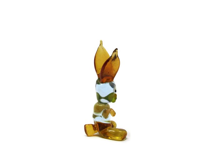 Vintage Art Glass Jack Rabbit - Amberina Blown Glass Bunny - Art Glass Rabbit Brown Orange Figurine - Animal Sculpture Miniature Dollhouse