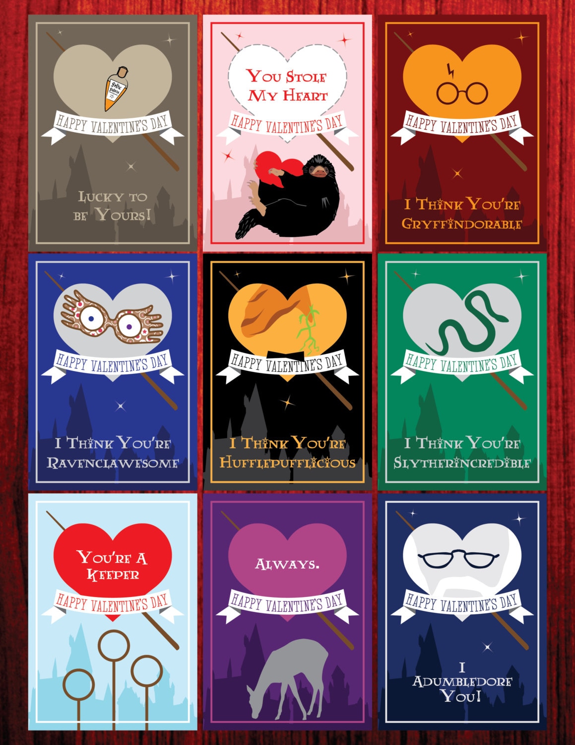 SALE Harry Potter Valentines Cute Designs Perfect for