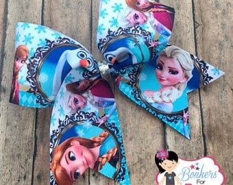 frozen cheer bow, frozen bow, frozen hair bow, Anna hair bow, Elsa hair bow, Olaf hair bow
