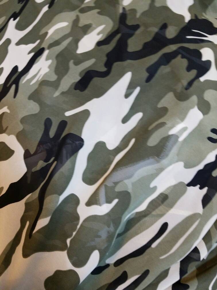 Green Camo fabric by the yard Chiffon Camouflage Print
