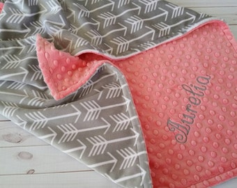 Personalized Baby Blanket, Minky Baby Blanket, Monogrammed Blanket, Arrow Baby Blanket, Personalized Minky Baby Blanket