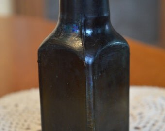 Antique Dark Olive Green Medicine Bottle