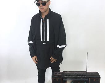 NIKE windbreaker size 2XL black and white 1990s 1980s 90s black