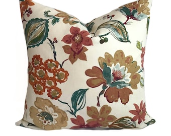 Pillow cover, 12x18, Lumbar pillow, Throw pillow, Decorative pillow, Floral pillow, Orange throw pillow, Orange accent pillow, Couch cushion
