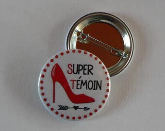 Badge 38mm Mariage Cadeau Témoin de mariage Escarpin.