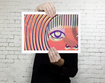 Colorful Art print, Wall art modern, contemporary, home decor wall art, silkscreen reproduction high quality print on paper, Landscape print
