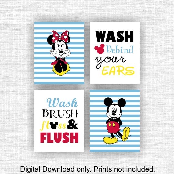 Disney Minnie Mouse and Mickey Mouse Bathroom wall art Set of