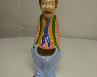 Vintage 1970's Small Ceramic Clown Planter or Pen/Pencil Holder - FREE SHIPPING