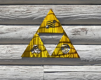 The Legend of Zelda Triforce with Goddess Symbols Metal Art
