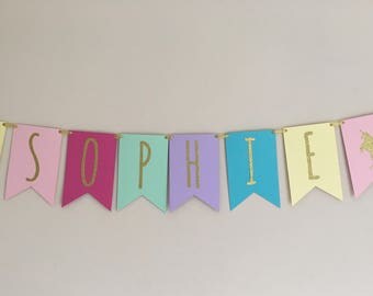 Personalised Unicorn Bunting Rainbow Bunting Personalized Custom Birthday Banner Unicorn Party Smash Cake Prop Bedroom Decor