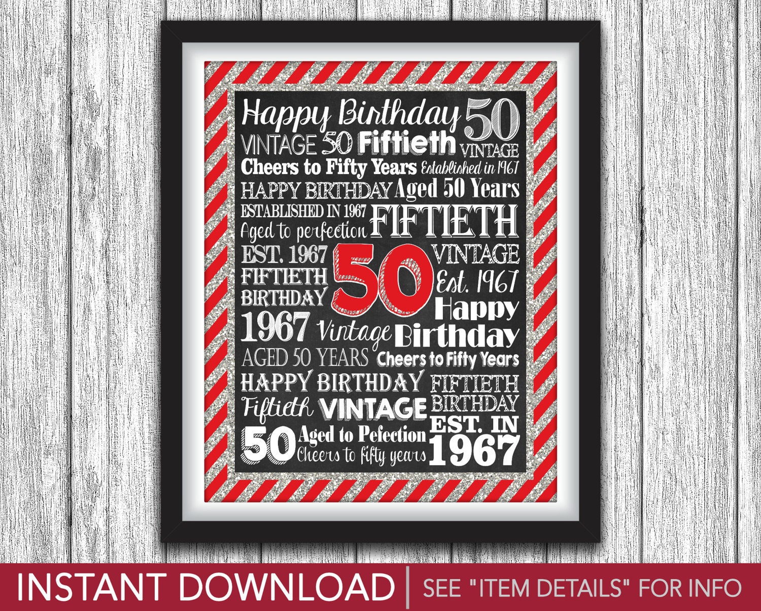 50th Birthday Party Sign Printable Aged 50 Years Birthday
