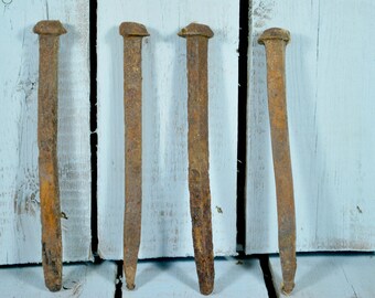 Square Nails , Architectural Salvage , Cast Iron Nail , Metal Hook
