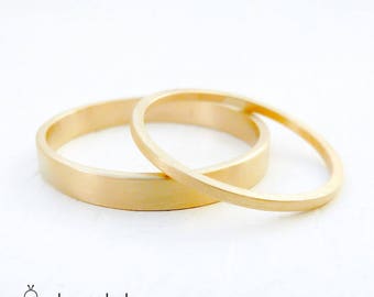 Gold Wedding Band Set. Gold wedding ring. Wedding band. Womans wedding band. Mens wedding band. Wedding band. Thin wedding band. Skinny ring