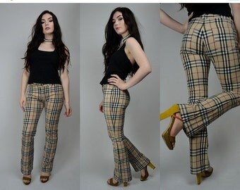 Plaid flare pants | Etsy