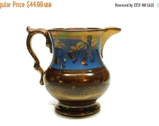 Storewide 25% Off SALE Vintage Single Handle Porcelain Table Creamer Featuring Hand Painted Iridescent Gilt Finish